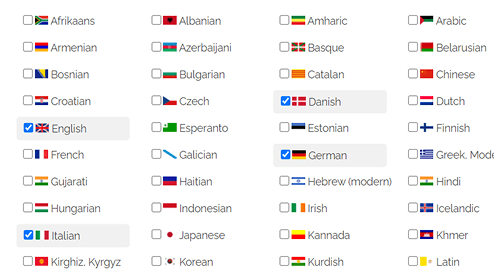 Language support grid